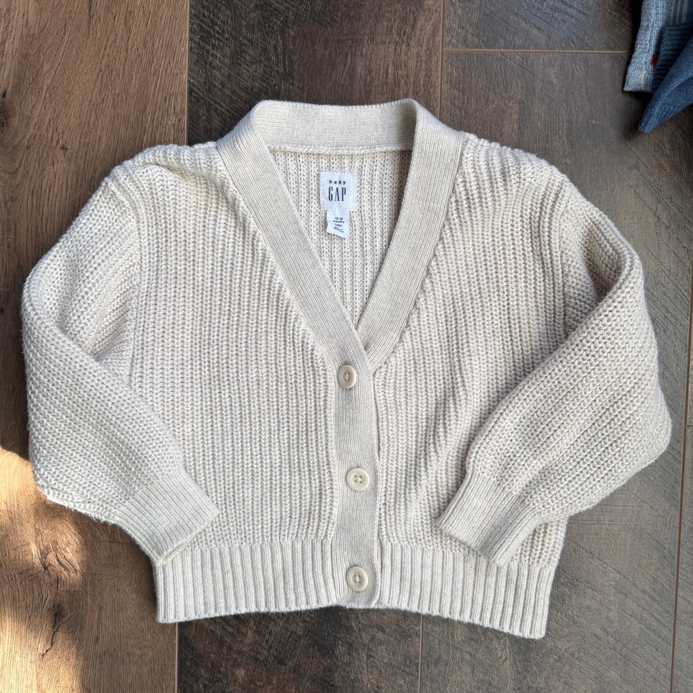 GAP Cream Knit Button-Up Cardigan